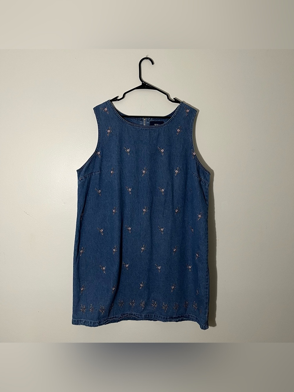 Vintage 90’s Cherry Blossom Pink Flower 100% Cotton Denim Jean Dress Size 22W